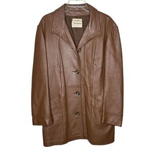 Vintage 1970s 70s tan brown leather jacket coat  School university